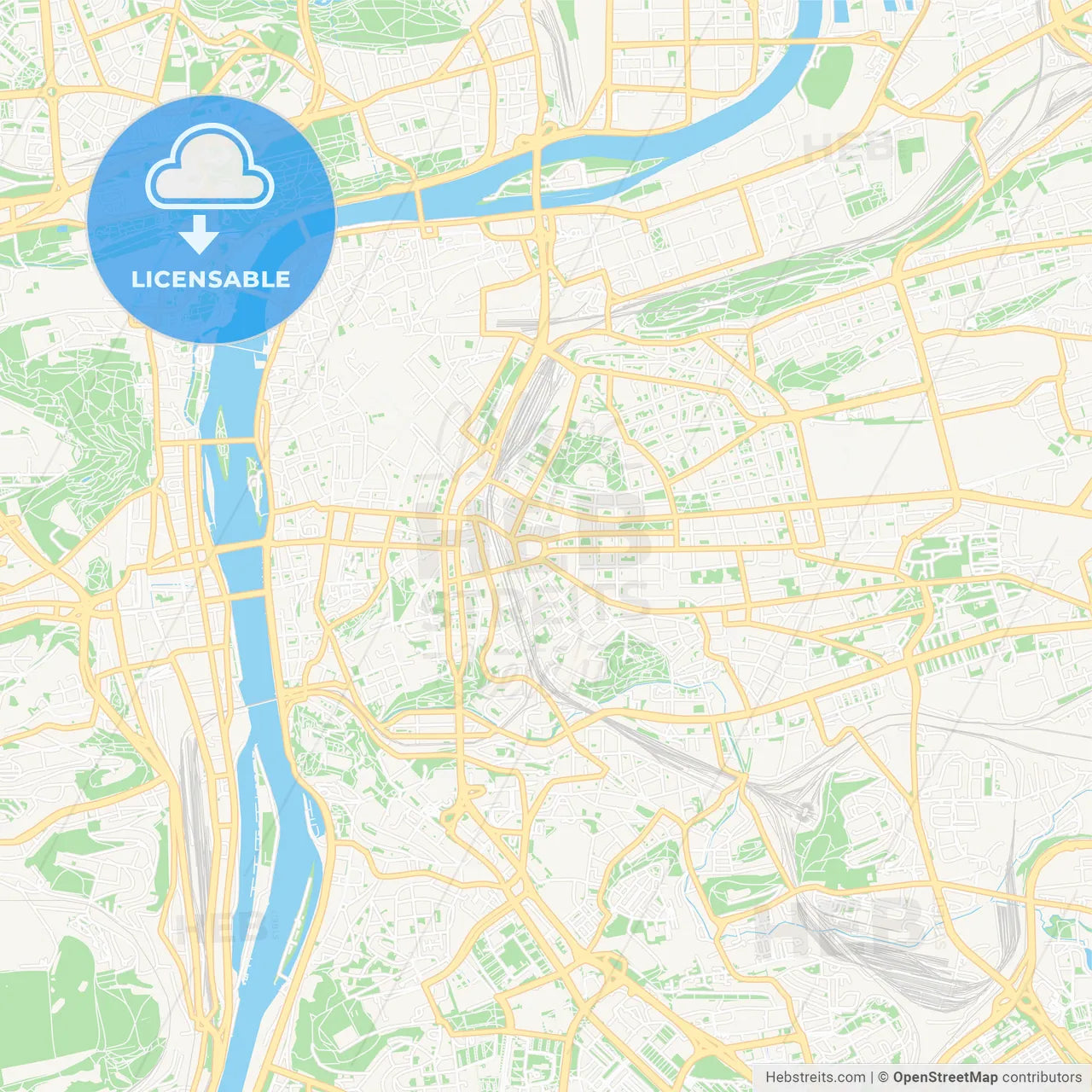 Prague, Czechia Vector Map - Classic Colors