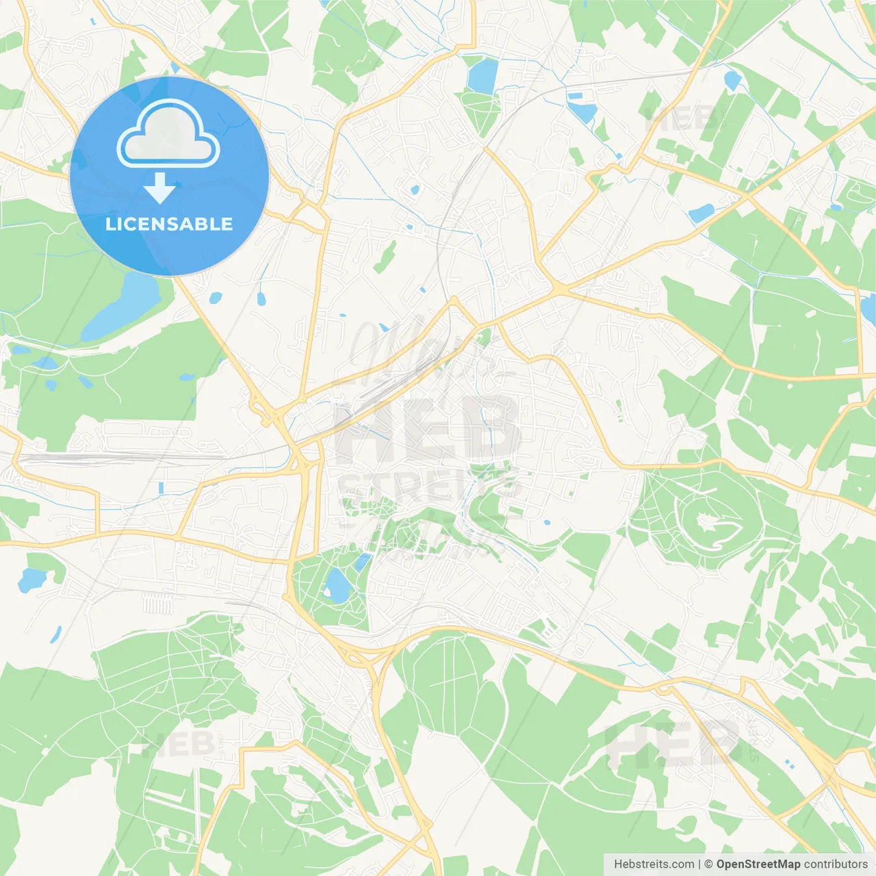 Teplice, Czechia Vector Map - Classic Colors