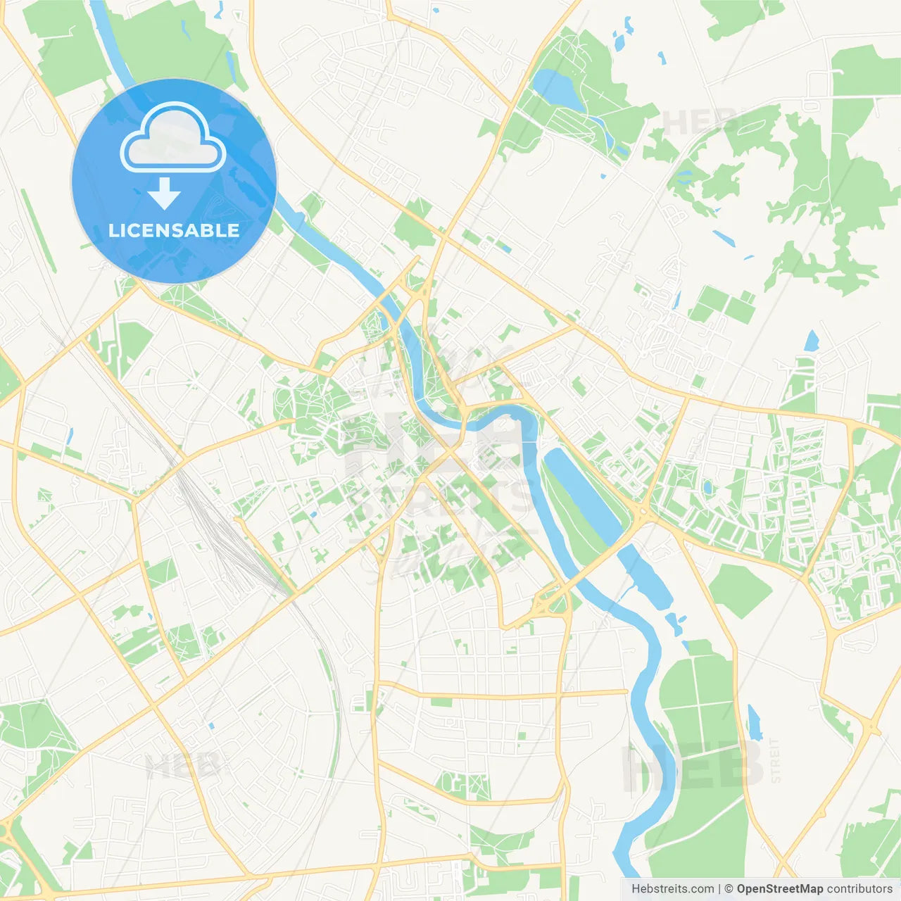 Tartu, Estonia Vector Map - Classic Colors