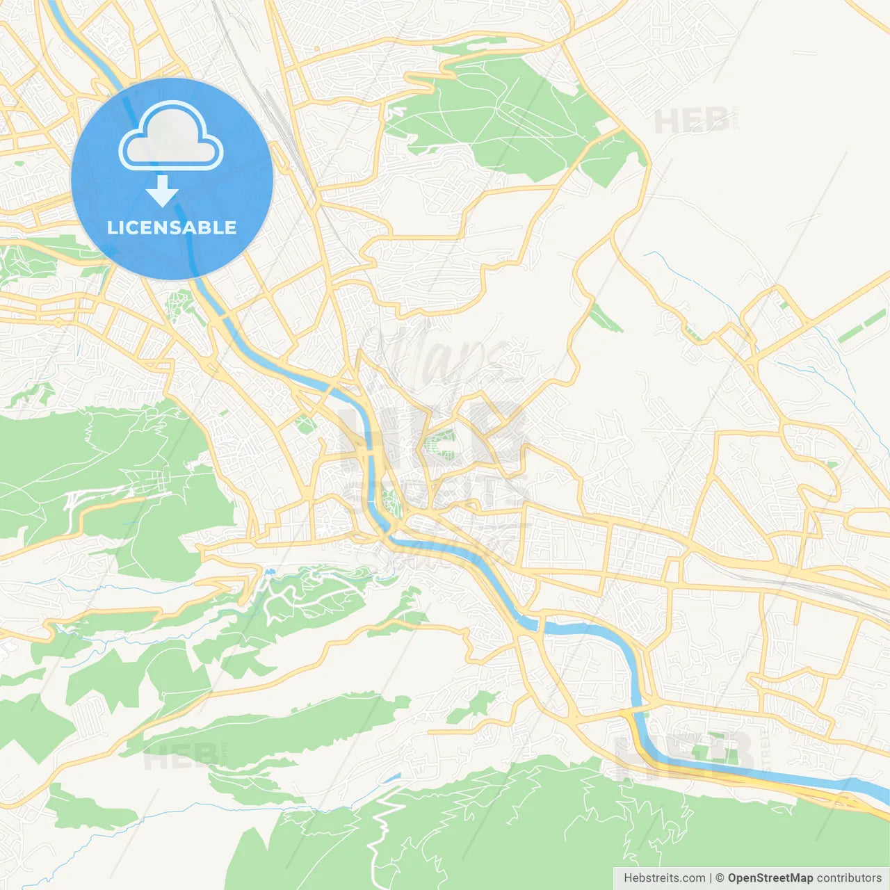 Tbilisi, Georgia Vector Map - Classic Colors