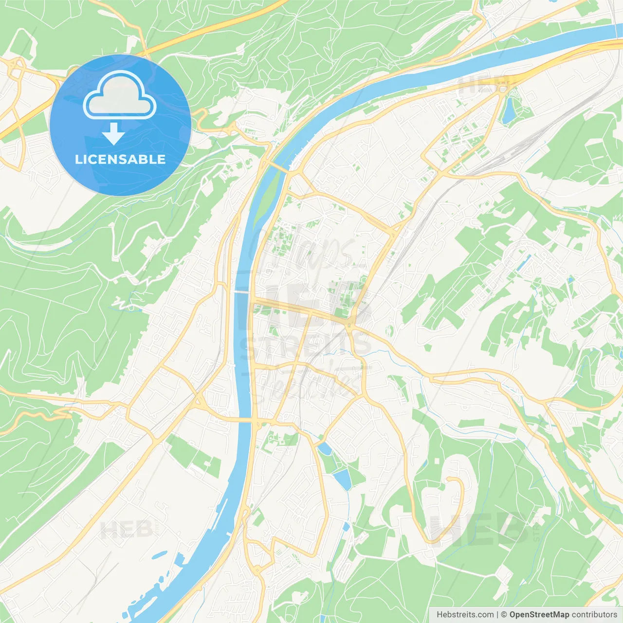 Trier, Germany Vector Map - Classic Colors