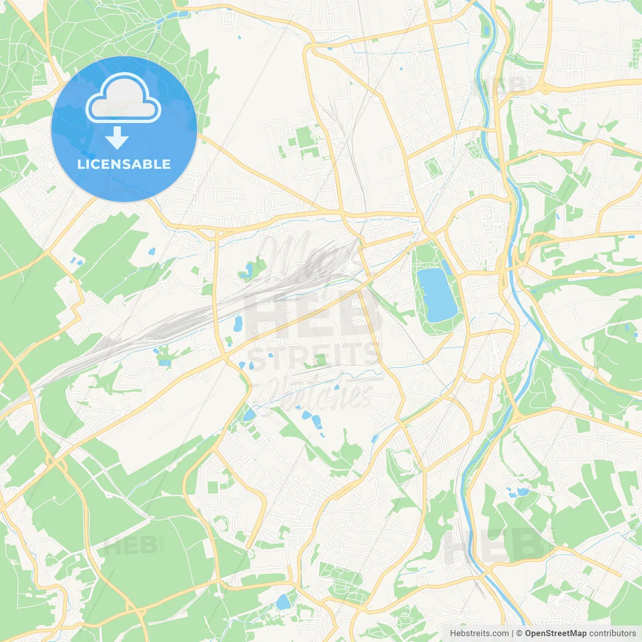 Zwickau, Germany Vector Map - Classic Colors