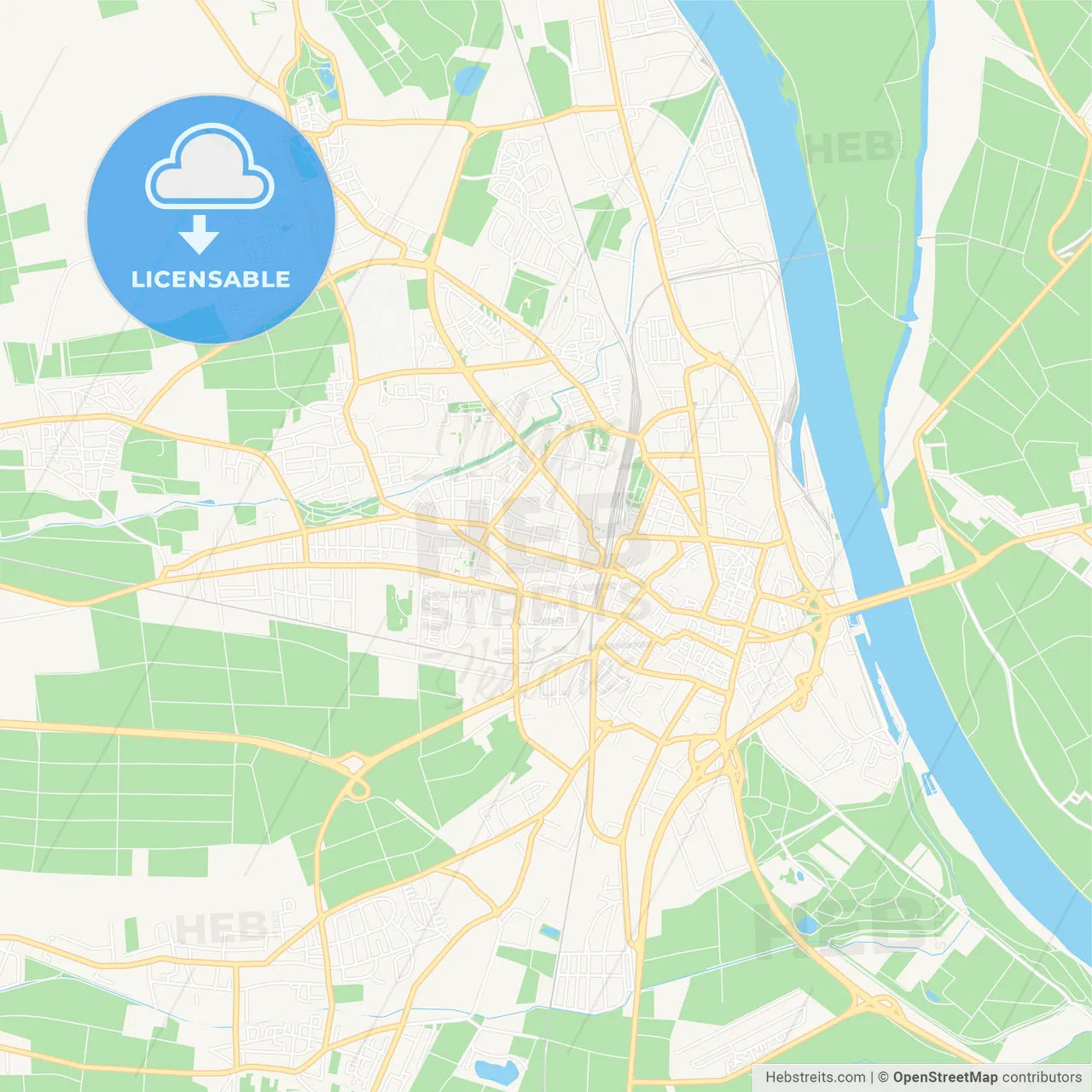 Worms, Germany Vector Map - Classic Colors