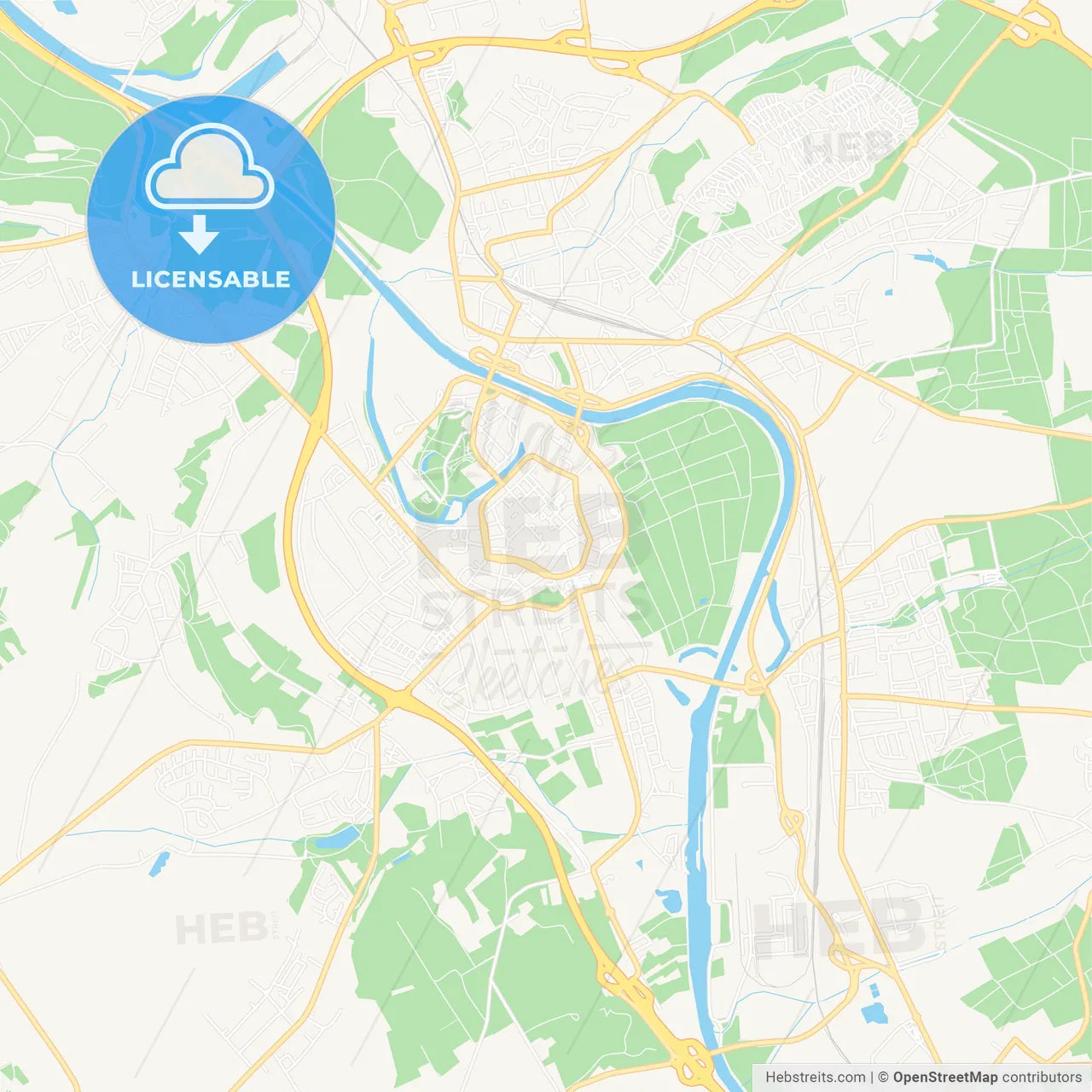 Saarlouis, Germany Vector Map - Classic Colors