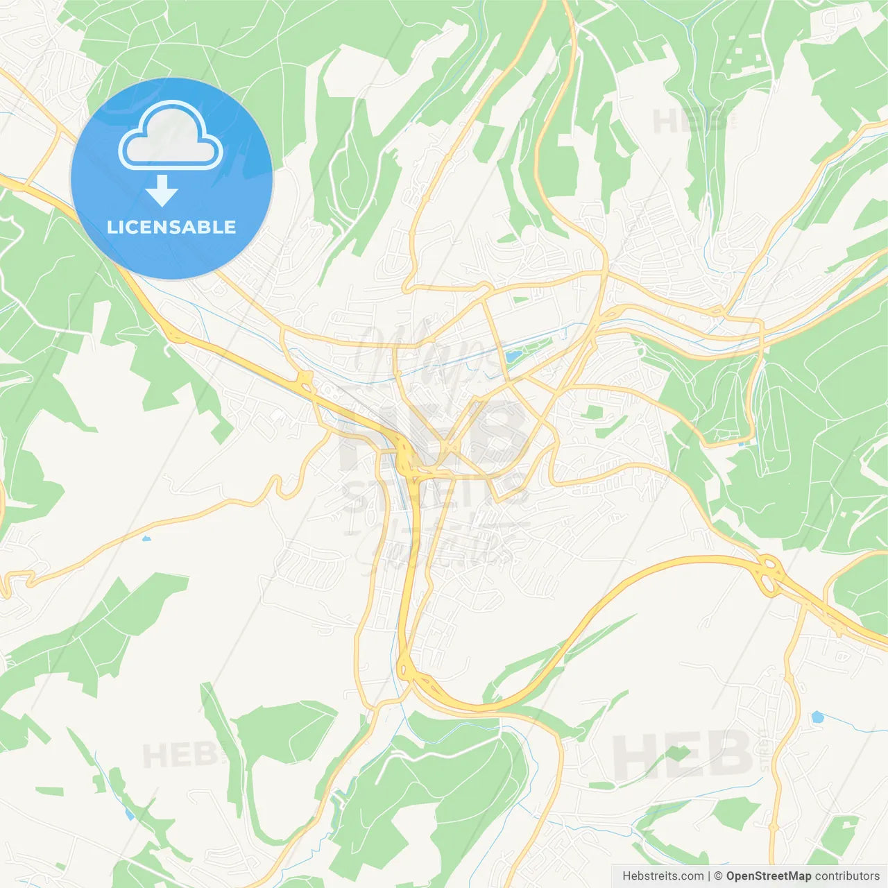 Zweibrucken, Germany Vector Map - Classic Colors