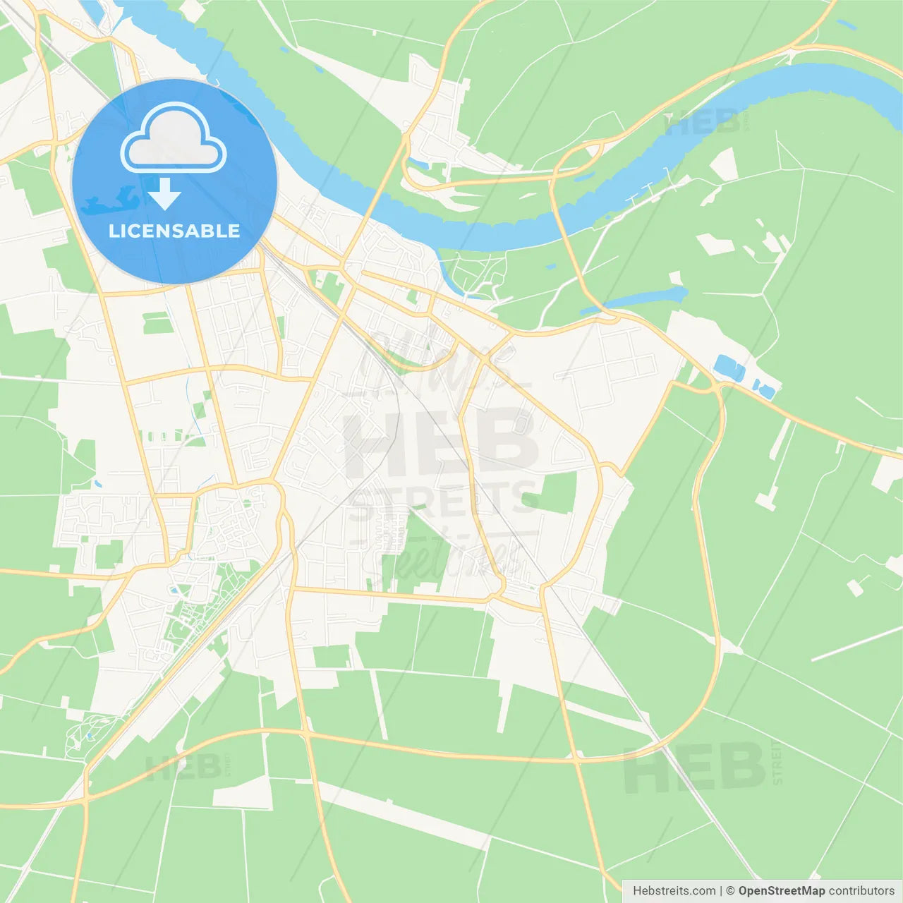 Schonebeck, Germany Vector Map - Classic Colors