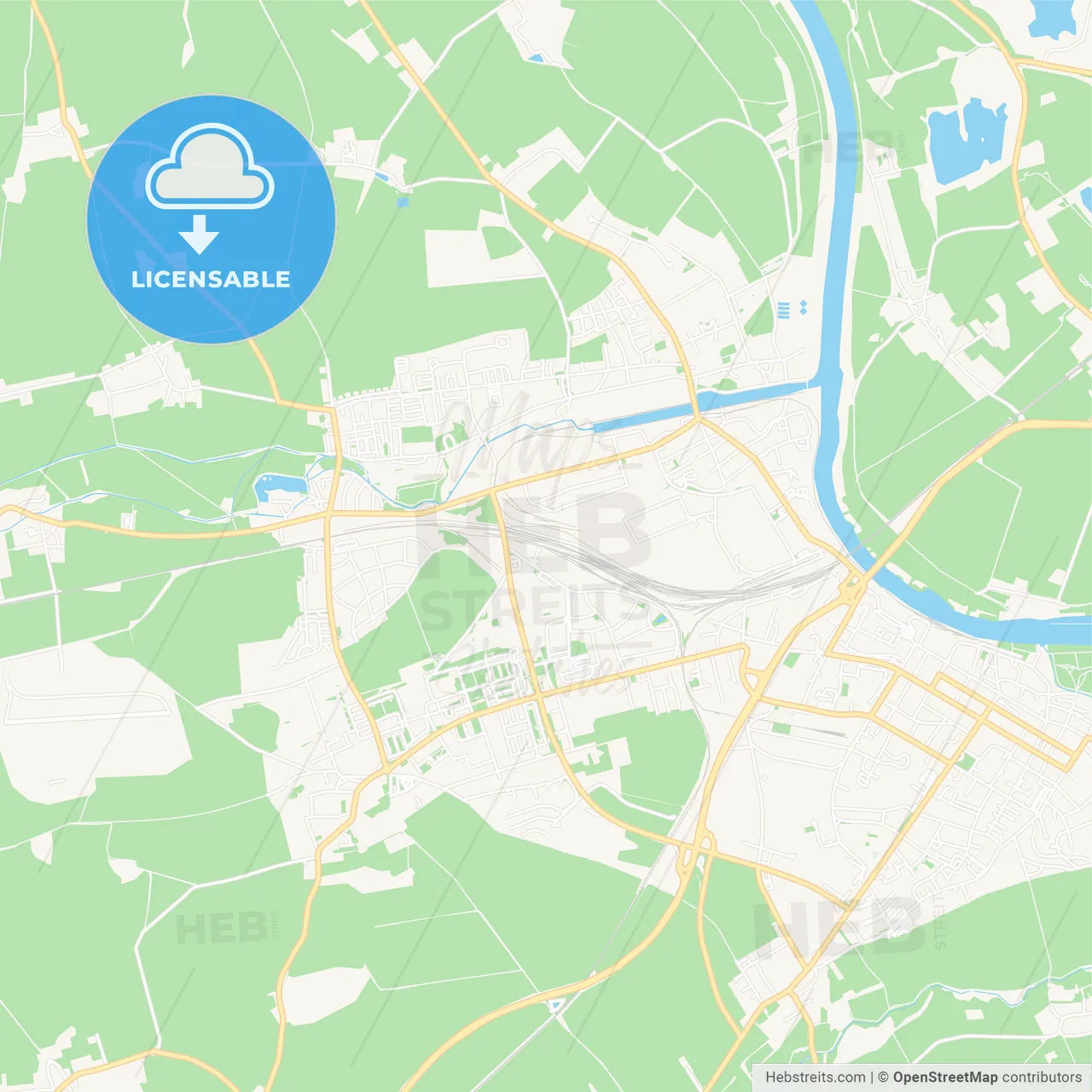 Riesa, Germany Vector Map - Classic Colors