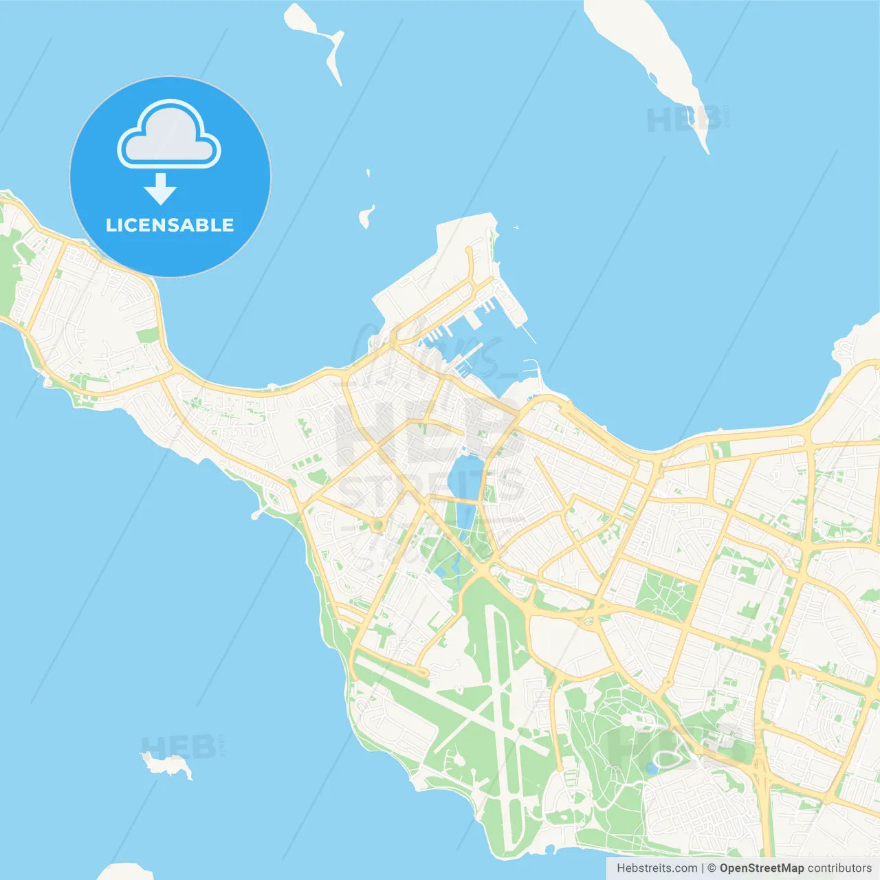 Reykjavik, Iceland Vector Map - Classic Colors