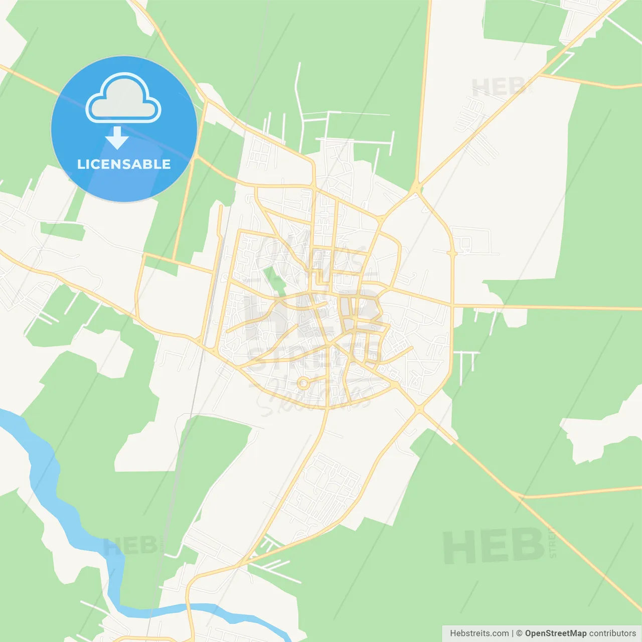 Focsani, Romania Vector Map - Classic Colors