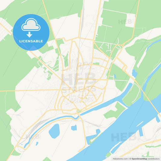 Giurgiu, Romania Vector Map - Classic Colors