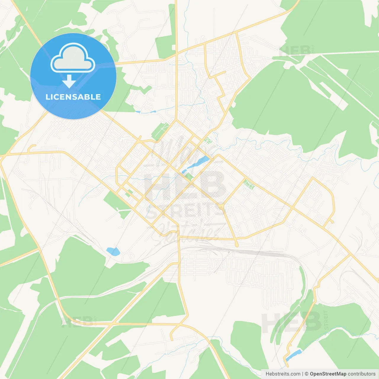 Bugulma, Russia Vector Map - Classic Colors