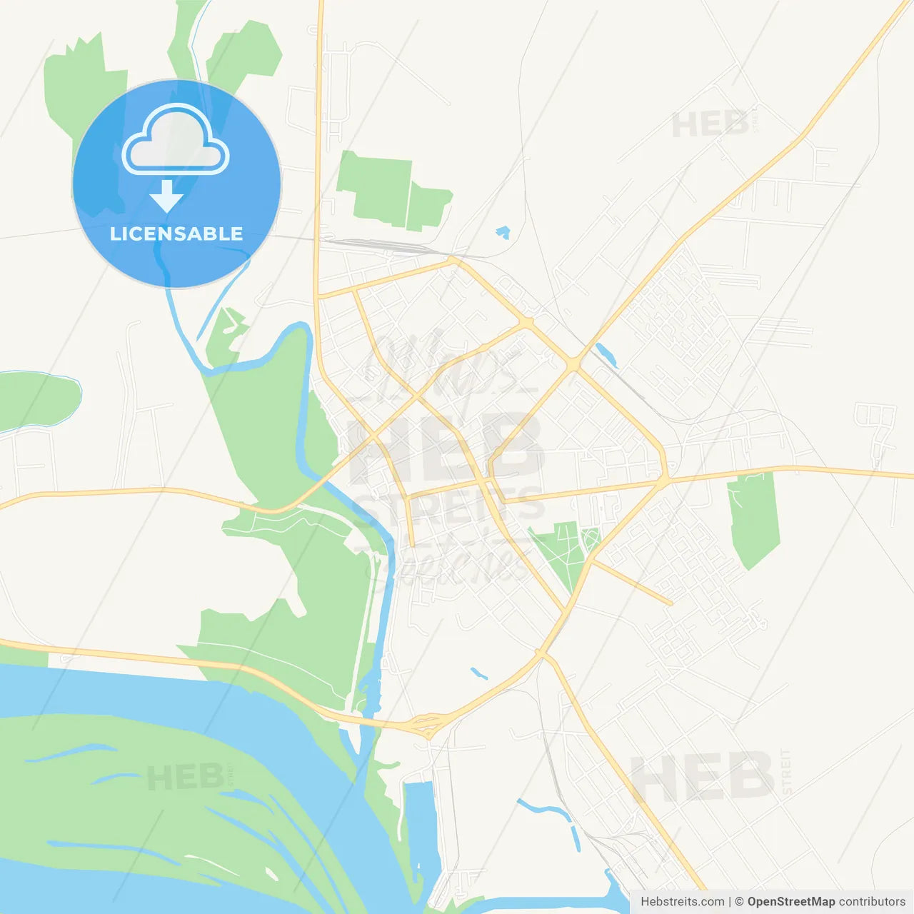 Pancevo, Serbia Vector Map - Classic Colors