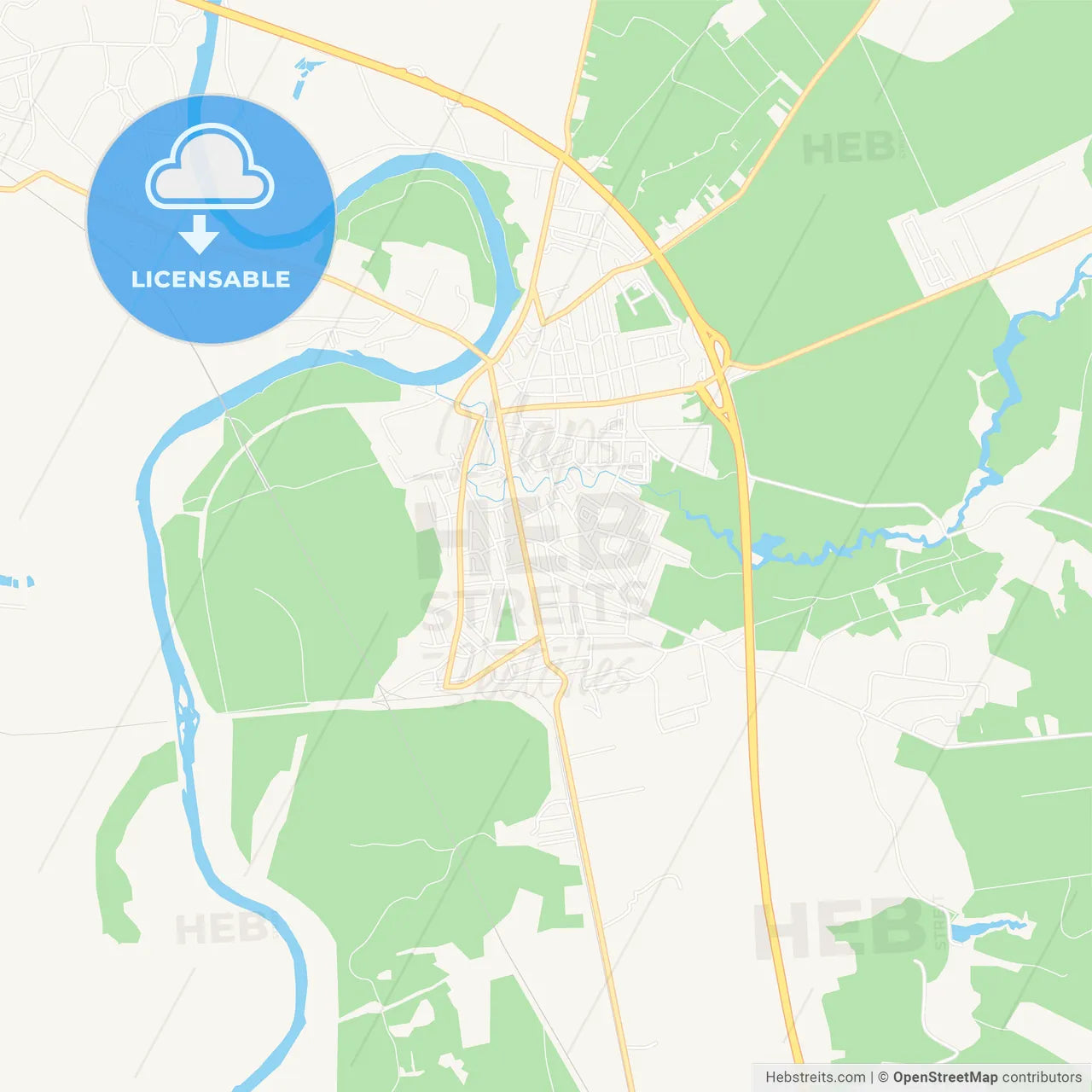 Cuprija, Serbia Vector Map - Classic Colors