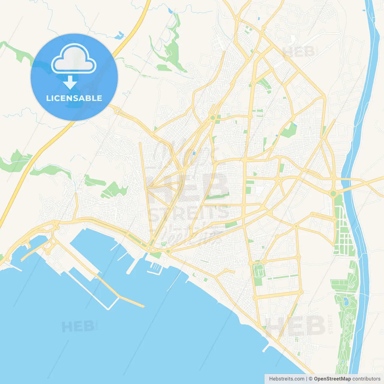 Almeria, Spain Vector Map - Classic Colors