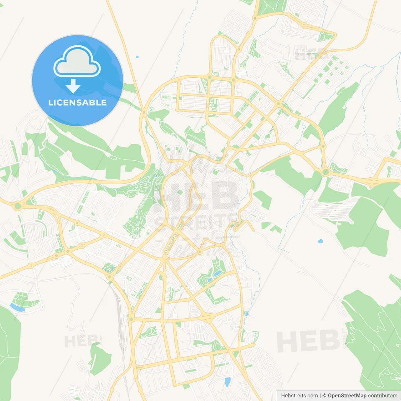 Caceres, Spain Vector Map - Classic Colors