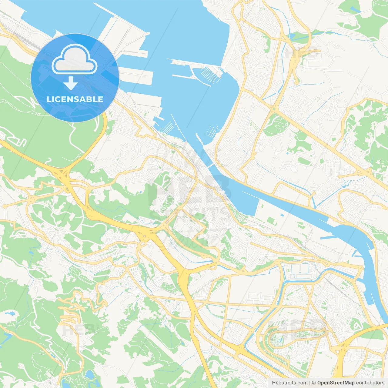 Portugalete, Spain Vector Map - Classic Colors