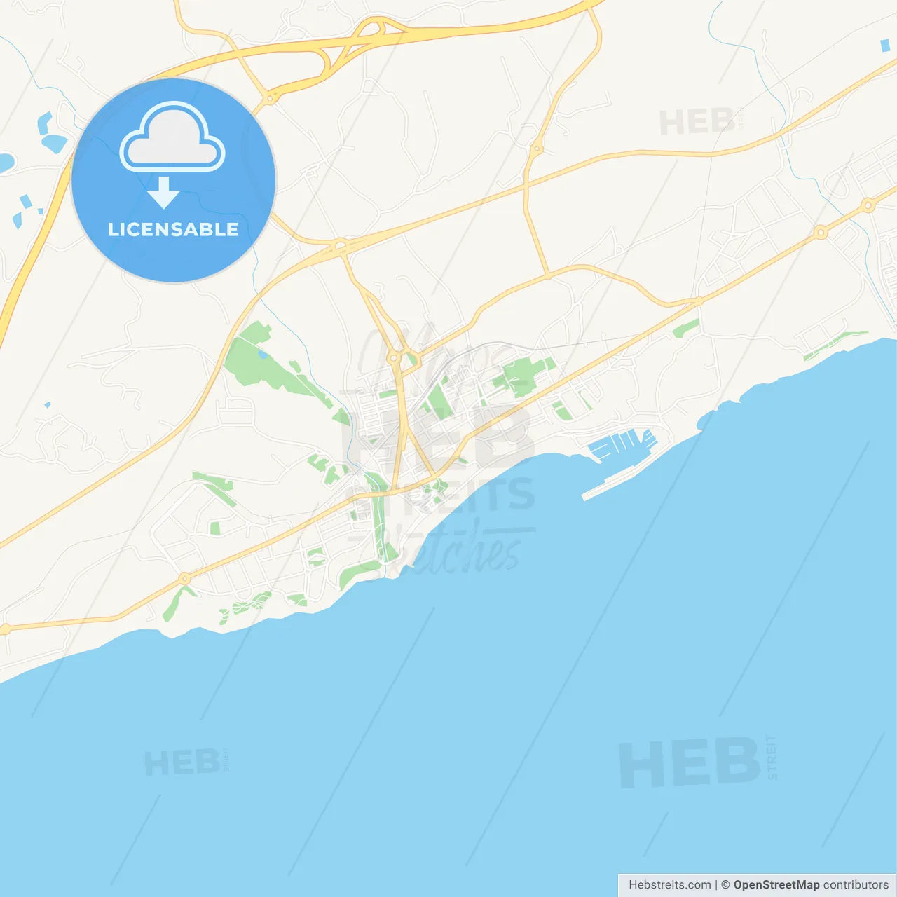 Villajoyosa, Spain Vector Map - Classic Colors