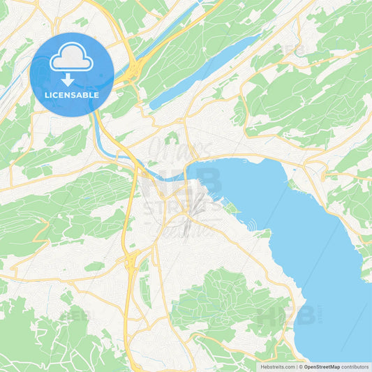 Lucerne, Switzerland Vector Map - Classic Colors