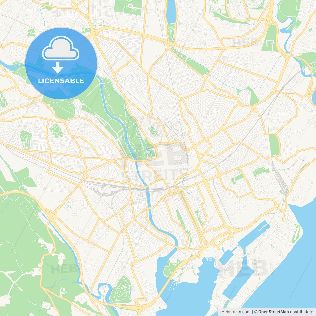 Cardiff, Wales Vector Map - Classic Colors