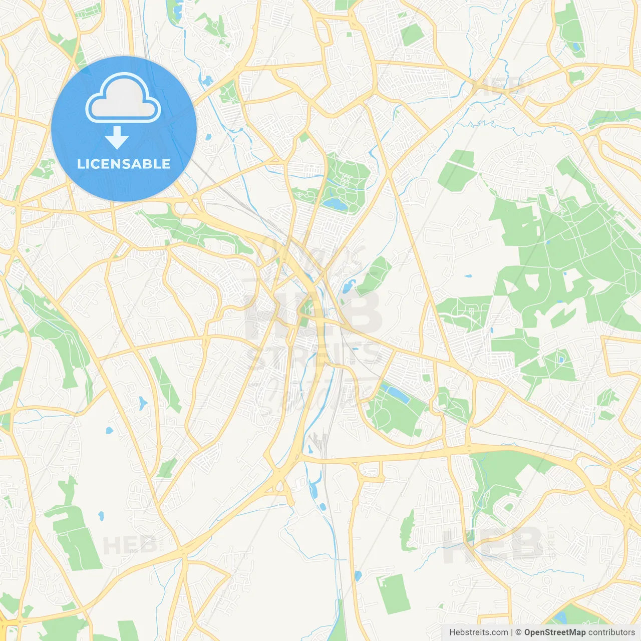 Stoke-on-Trent, England Vector Map - Classic Colors