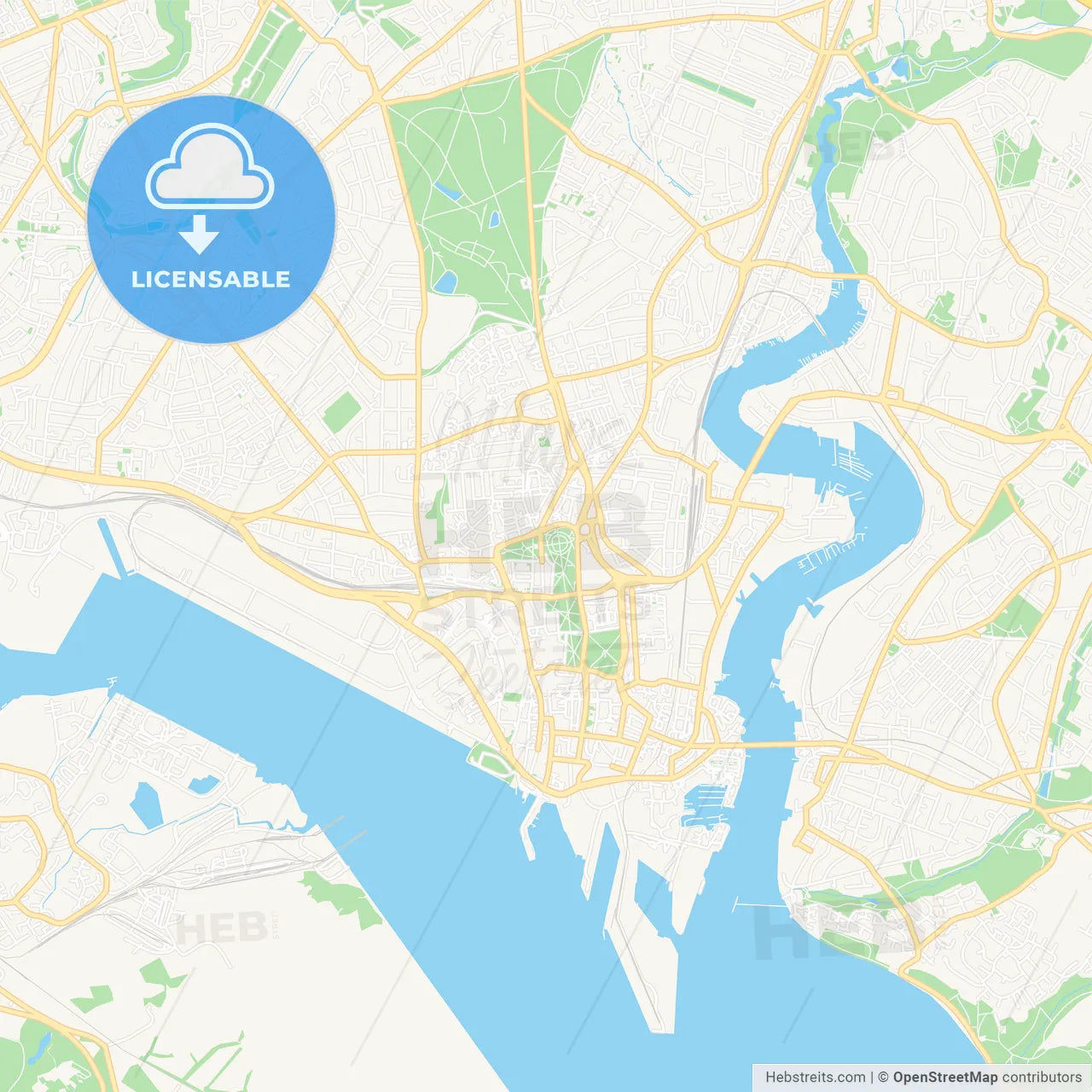 Southampton, England Vector Map - Classic Colors