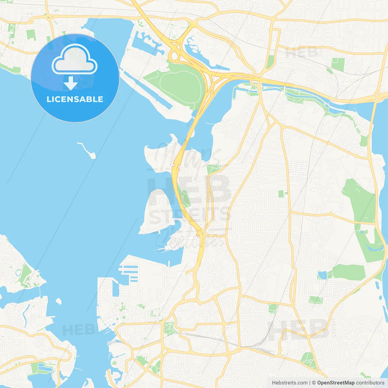 Portsmouth, England Vector Map - Classic Colors