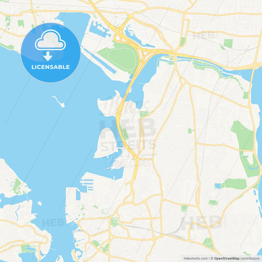 Portsmouth, England Vector Map - Classic Colors