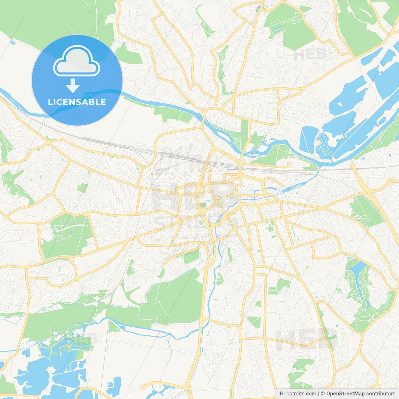 Reading, England Vector Map - Classic Colors