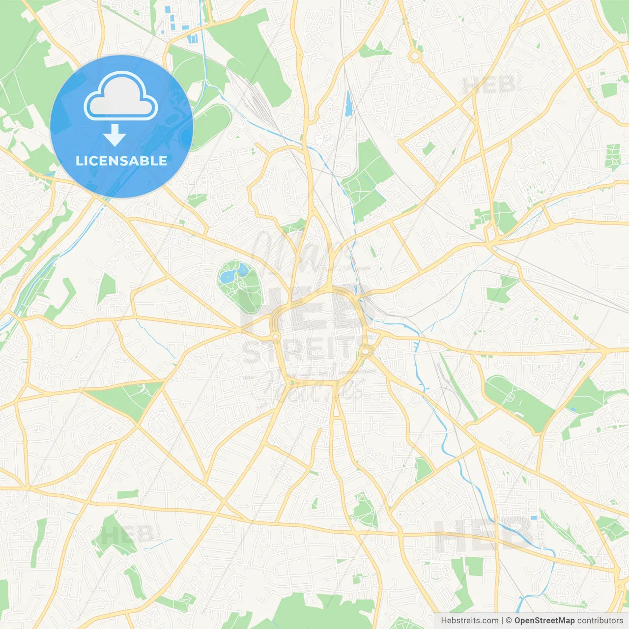 Wolverhampton, England Vector Map - Classic Colors