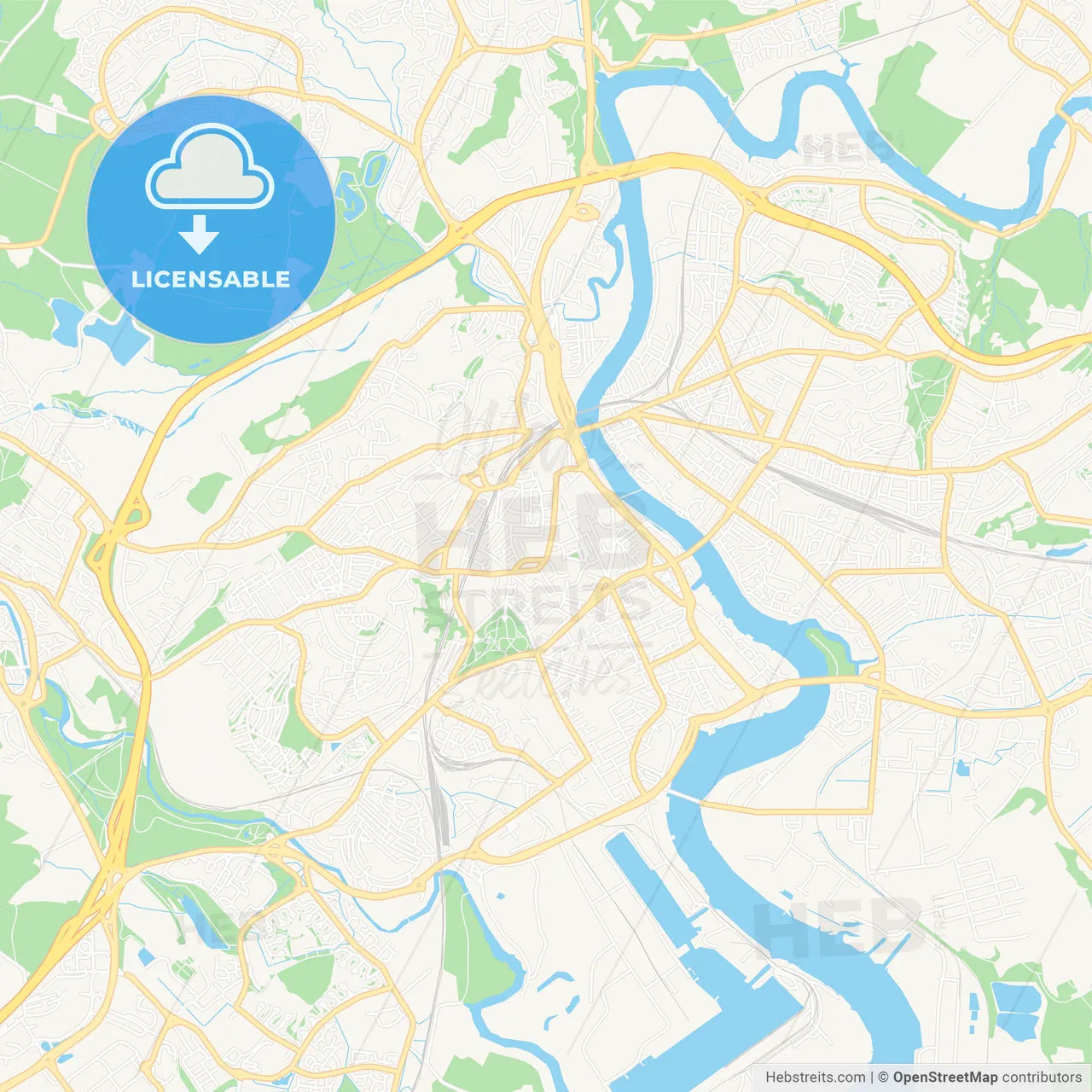 Newport, Wales Vector Map - Classic Colors