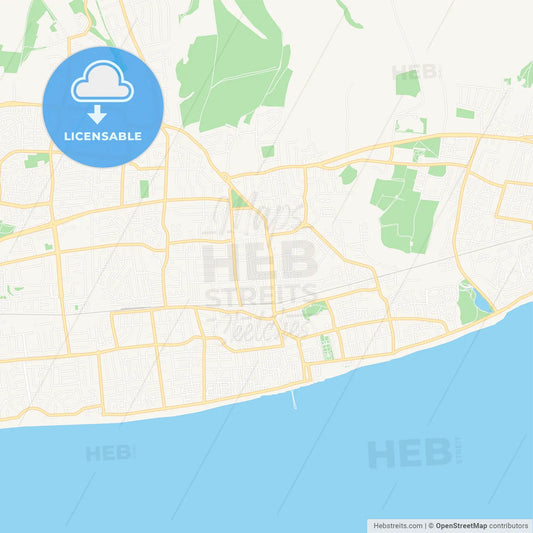 Worthing, England Vector Map - Classic Colors