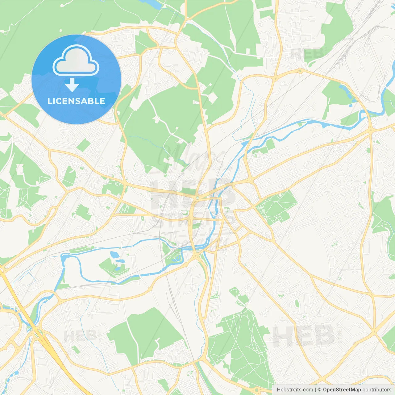 Rotherham, England Vector Map - Classic Colors – HEBSTREITS