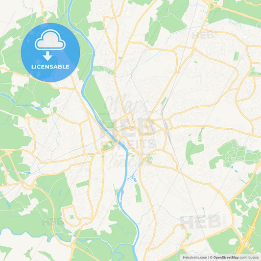 Worcester, England Vector Map - Classic Colors