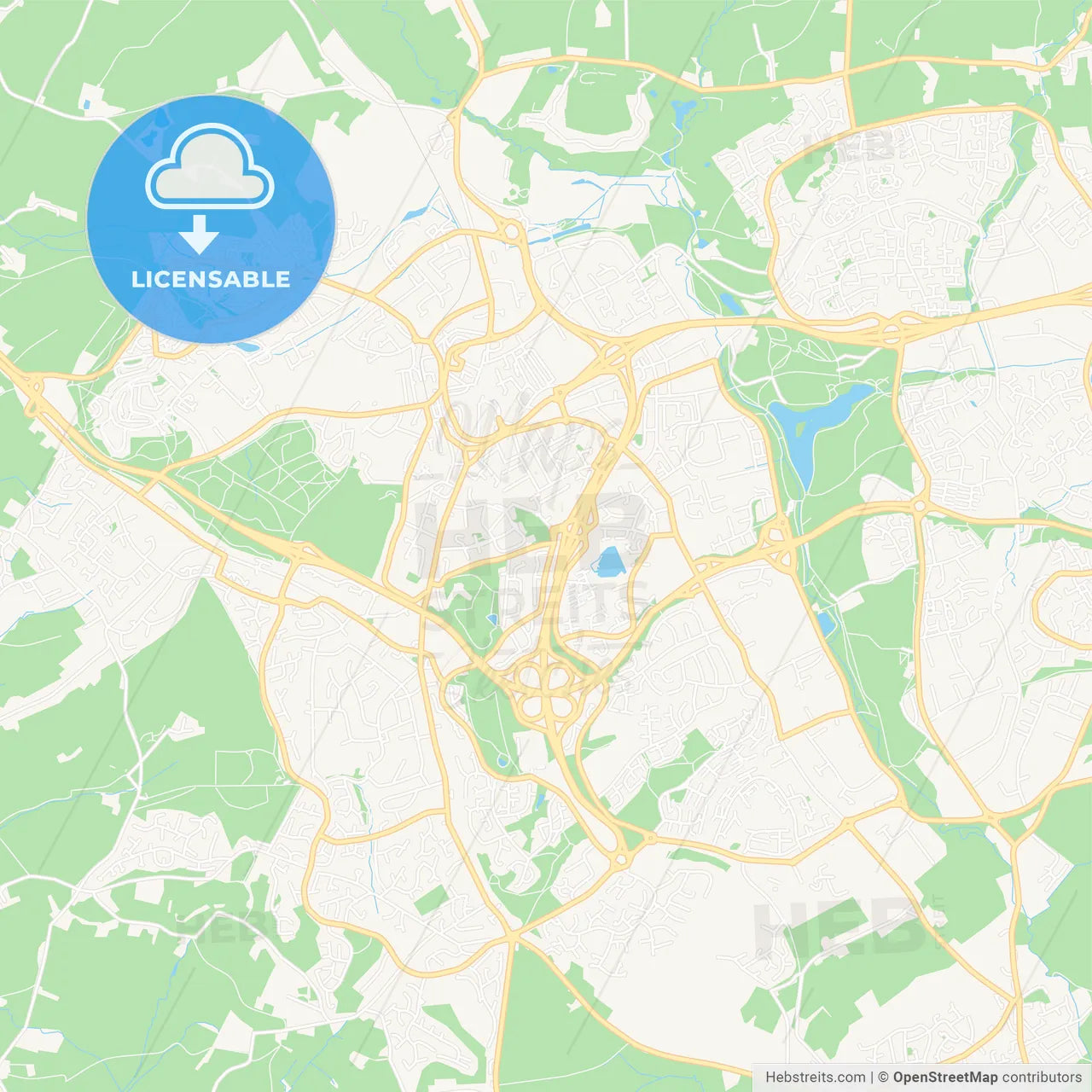 Redditch, England Vector Map - Classic Colors