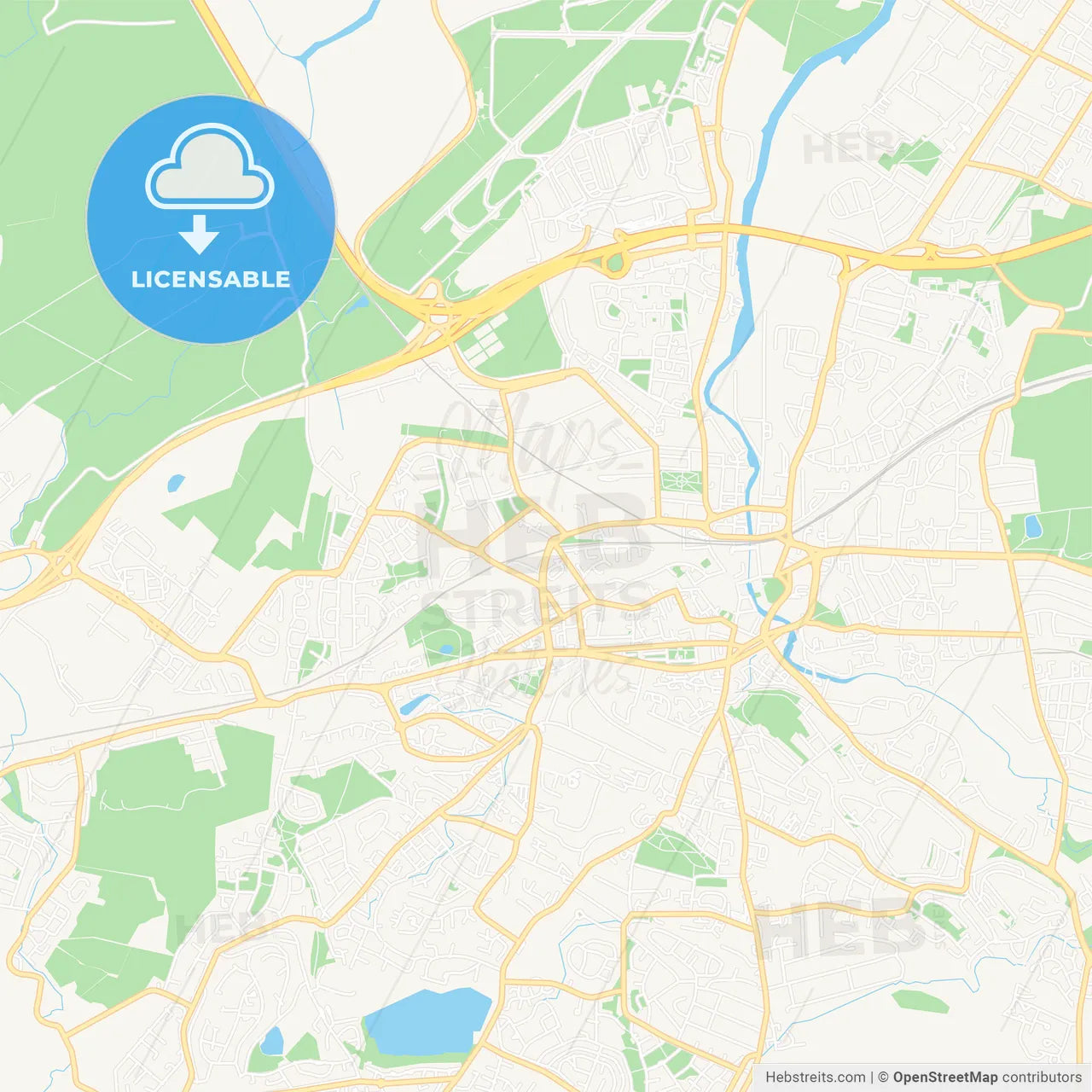 Paisley, Scotland Vector Map - Classic Colors