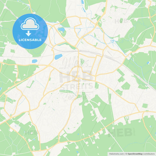 Rugby, England Vector Map - Classic Colors