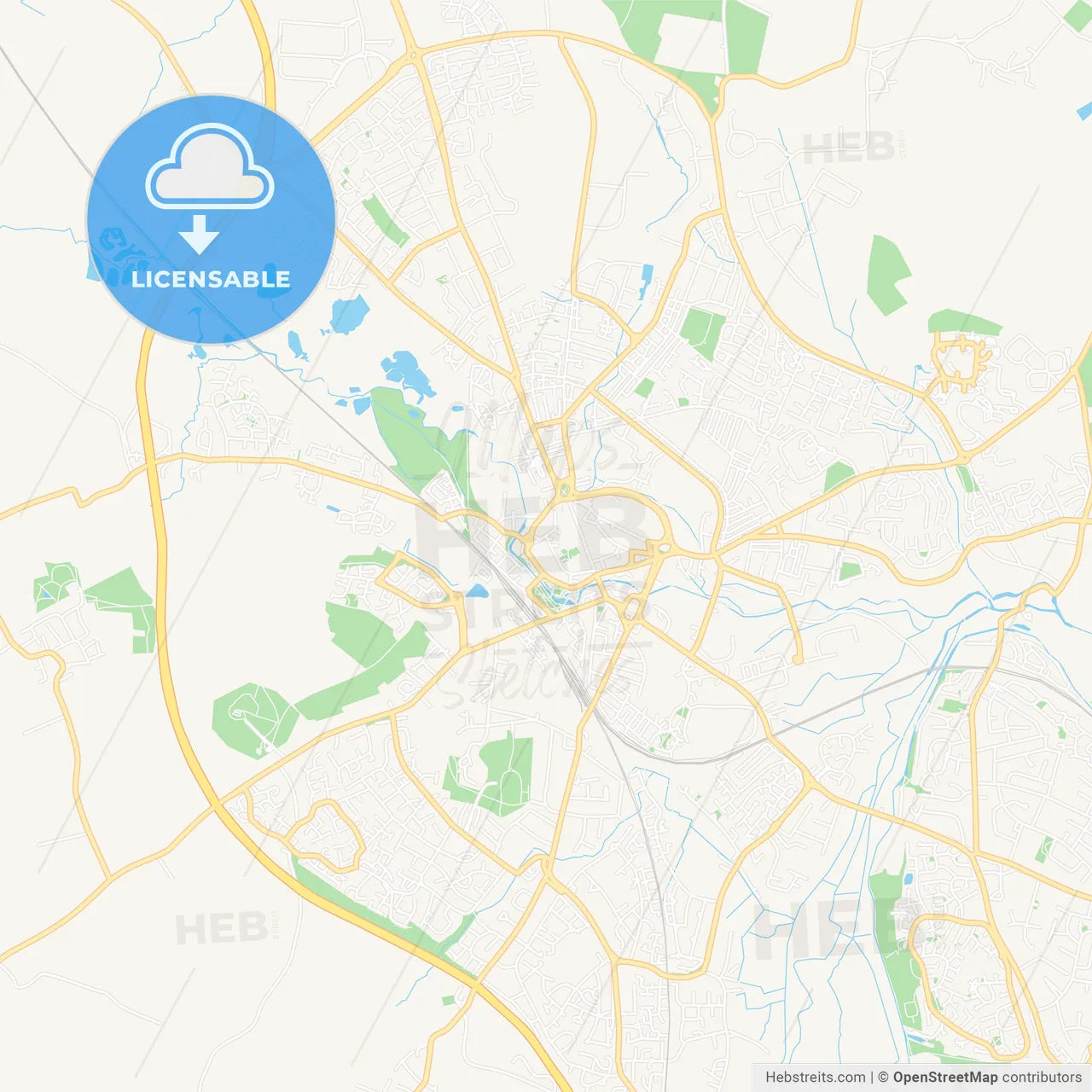 Stafford, England Vector Map - Classic Colors