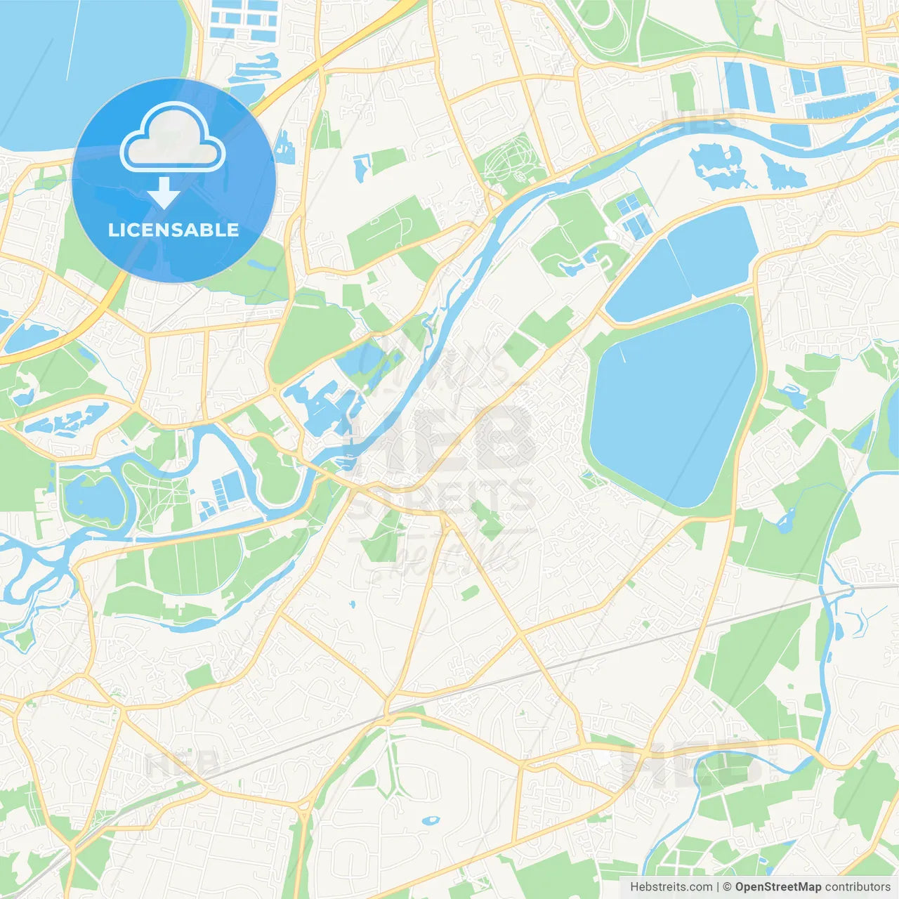 Walton-on-Thames, England Vector Map - Classic Colors