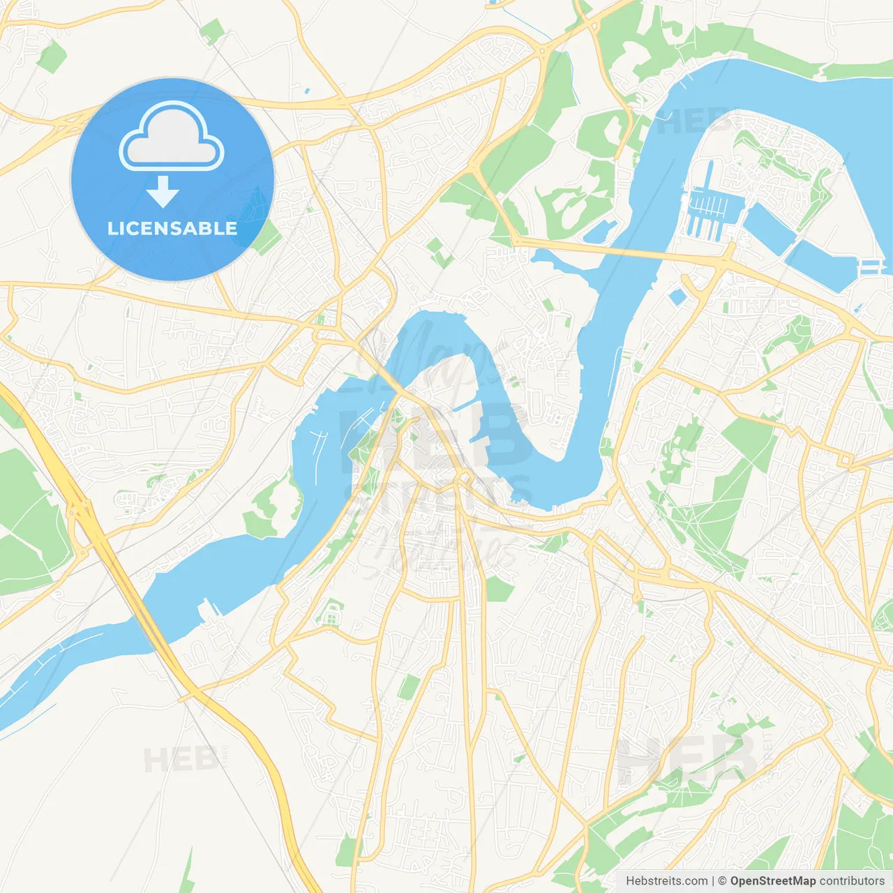 Rochester, England Vector Map - Classic Colors – HEBSTREITS