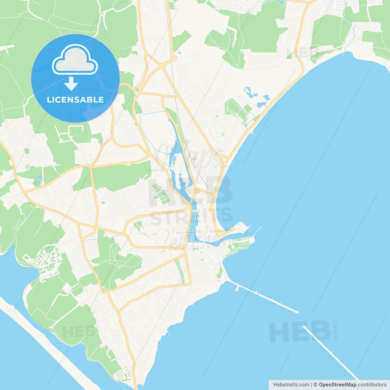 Weymouth, England Vector Map - Classic Colors