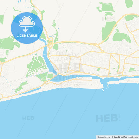 Shoreham-by-Sea, England Vector Map - Classic Colors