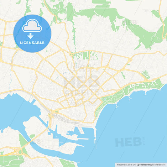 Varna, Bulgaria Vector Map - Classic Colors