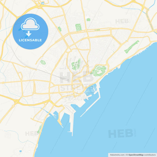 Alicante, Spain Vector Map - Classic Colors