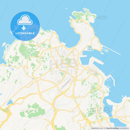 A Coruna, Spain Vector Map - Classic Colors