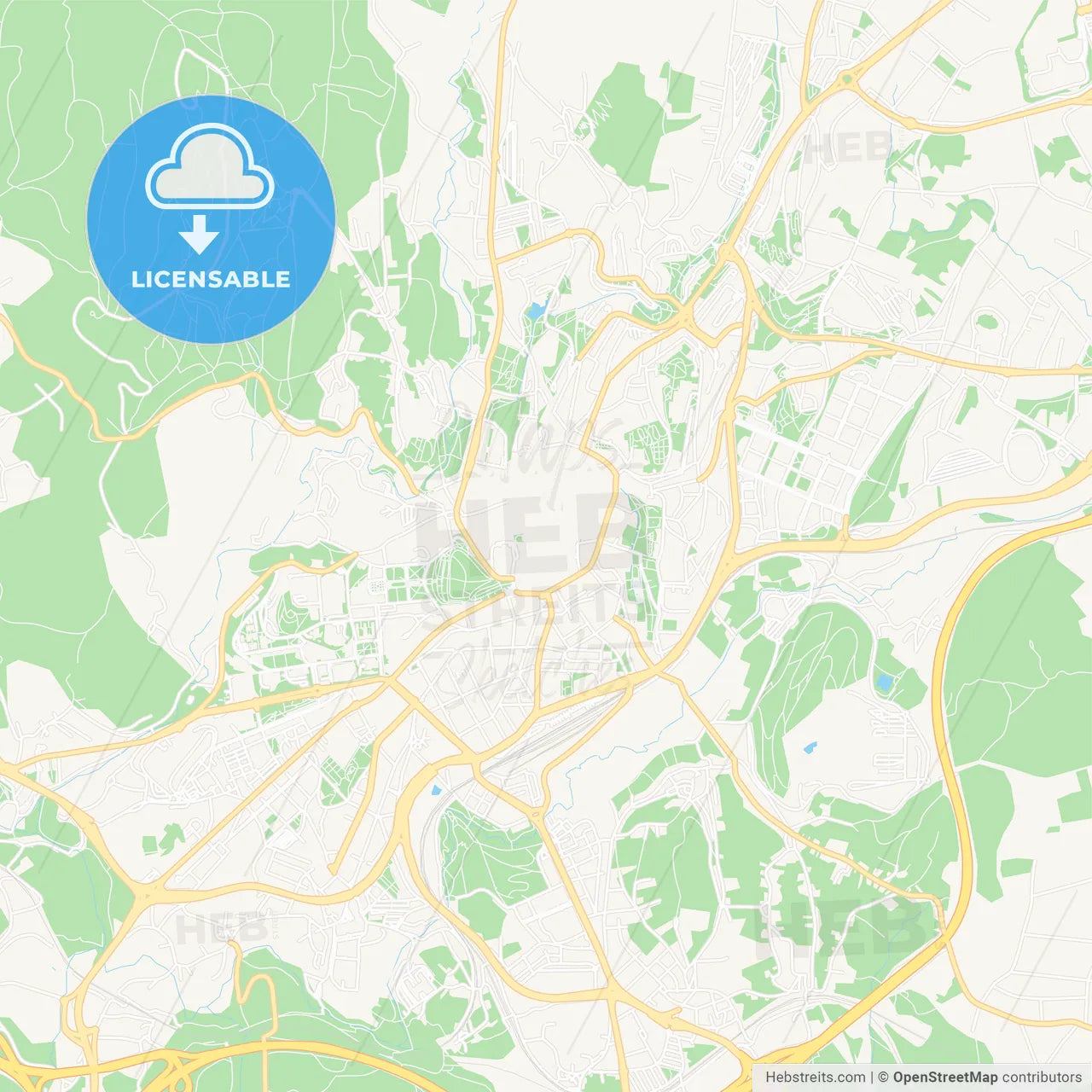 Santiago de Compostela, Spain Vector Map - Classic Colors