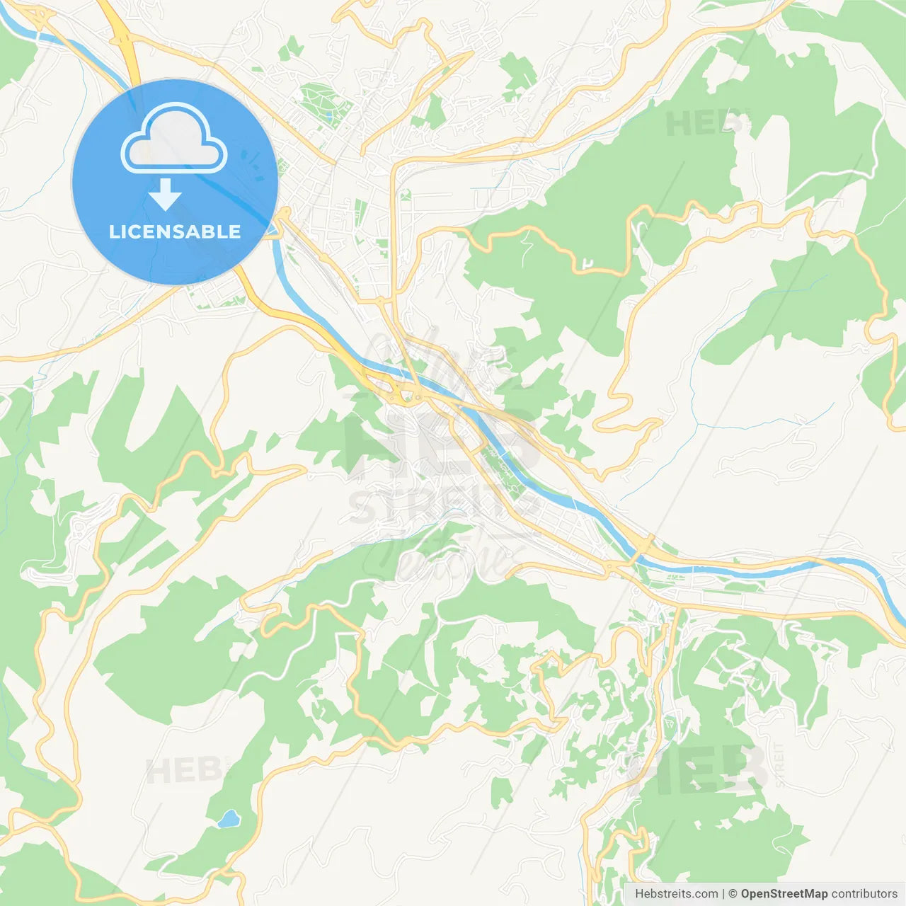 Sama, Spain Vector Map - Classic Colors