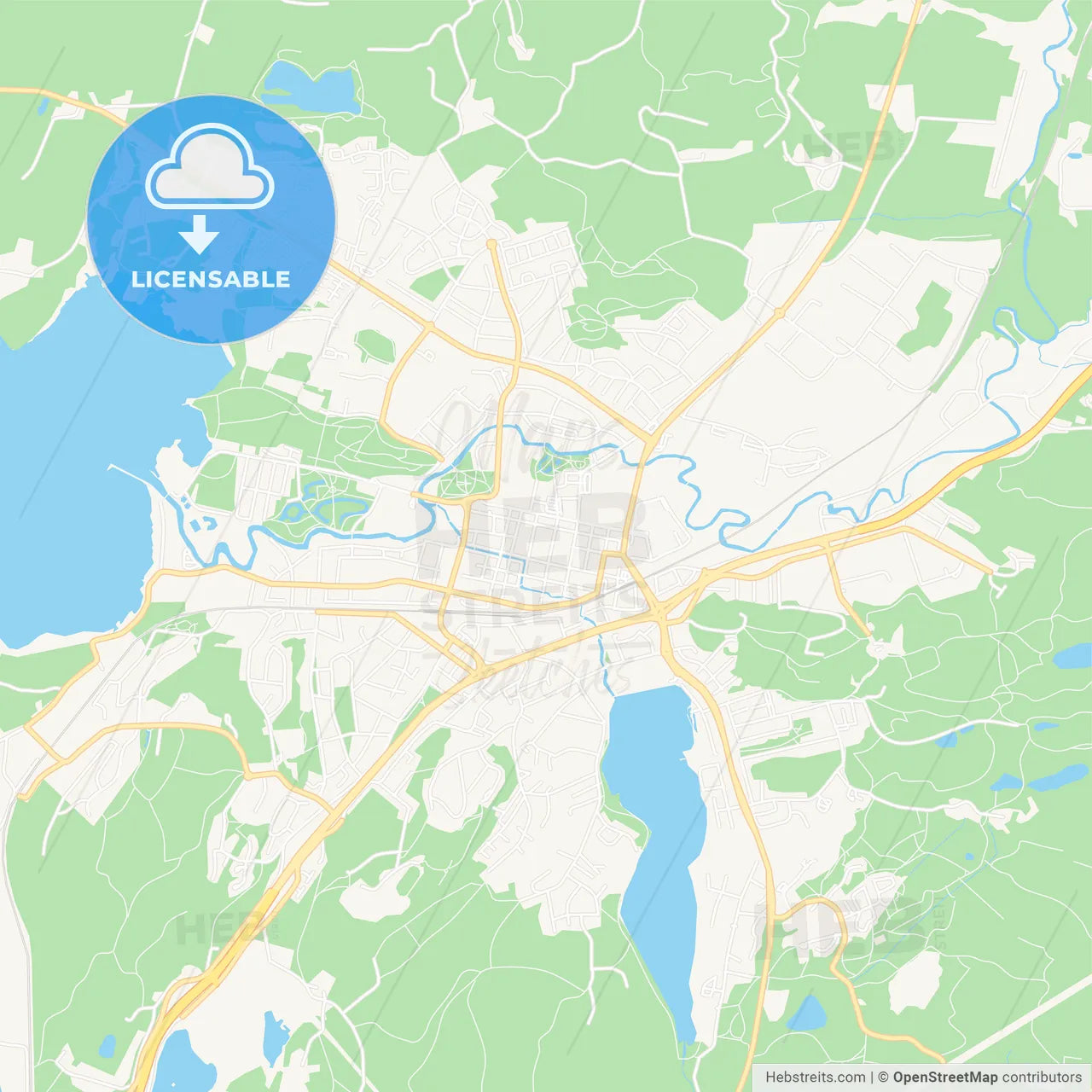 Alingsas, Sweden Vector Map - Classic Colors