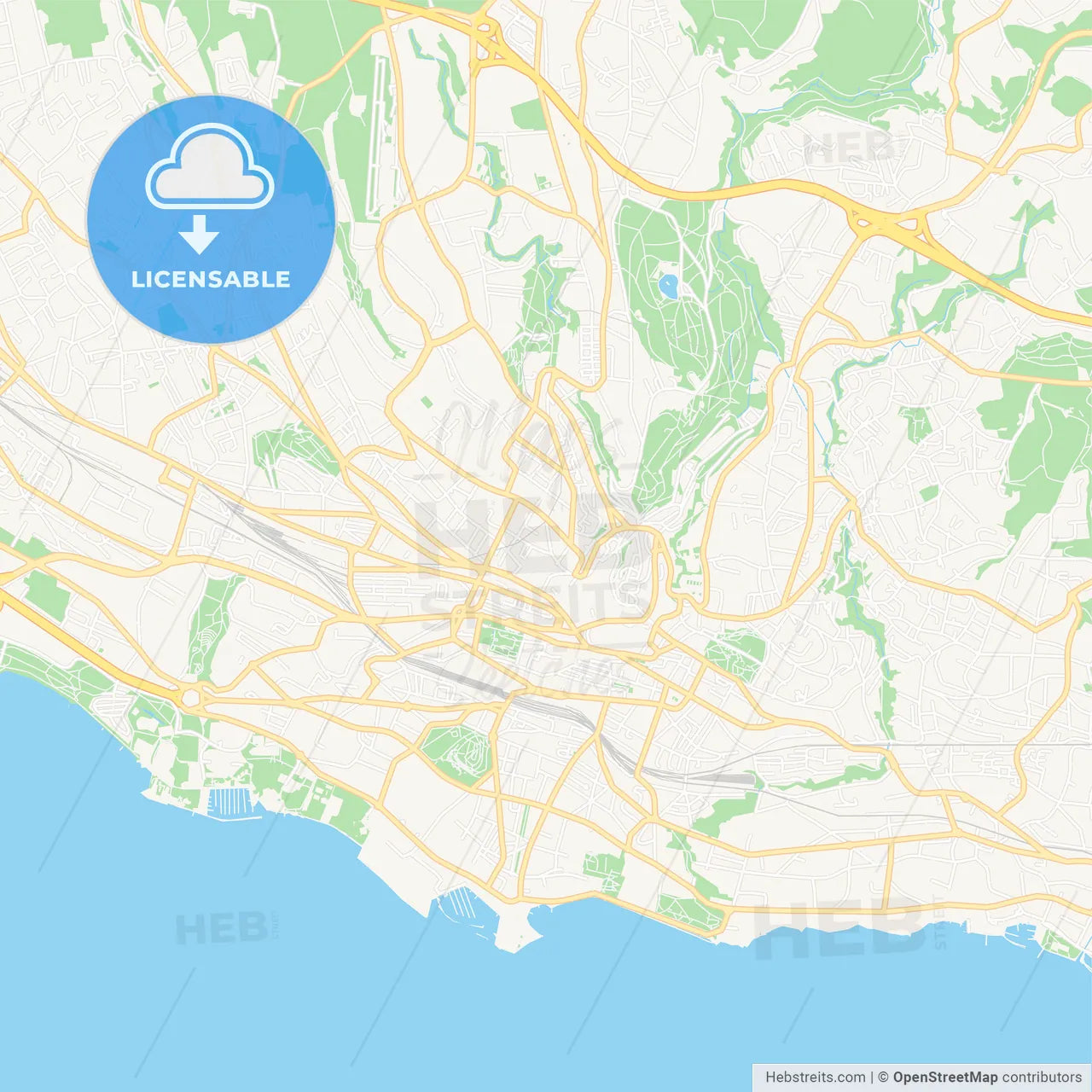 Lausanne, Switzerland Vector Map - Classic Colors