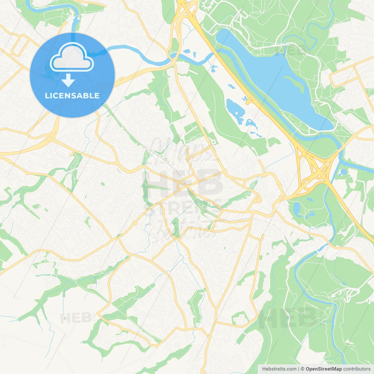 Hamilton, Scotland Vector Map - Classic Colors