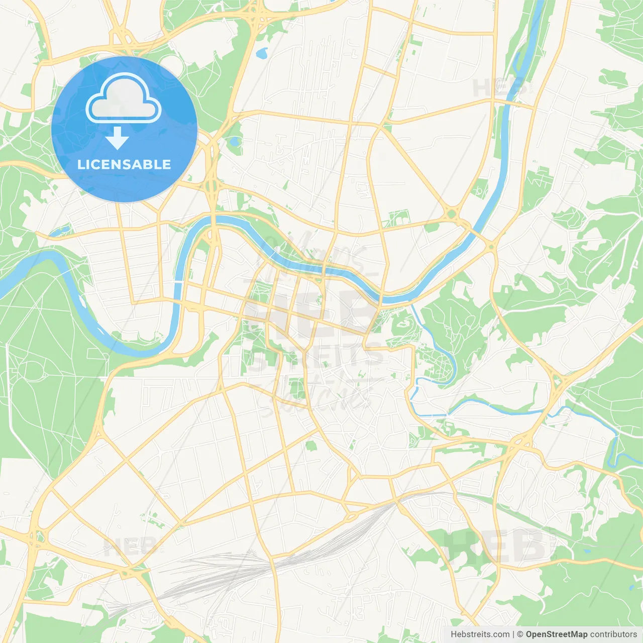 Vilnius, Lithuania Vector Map - Classic Colors